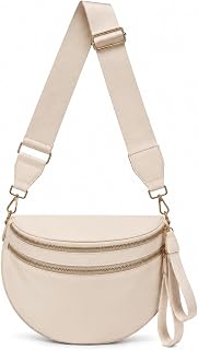 Pure Colour Crossbody Bum Bags for Women Spacious Checkered Cross body Bag Nylon Trendy Fanny Pack for Travel