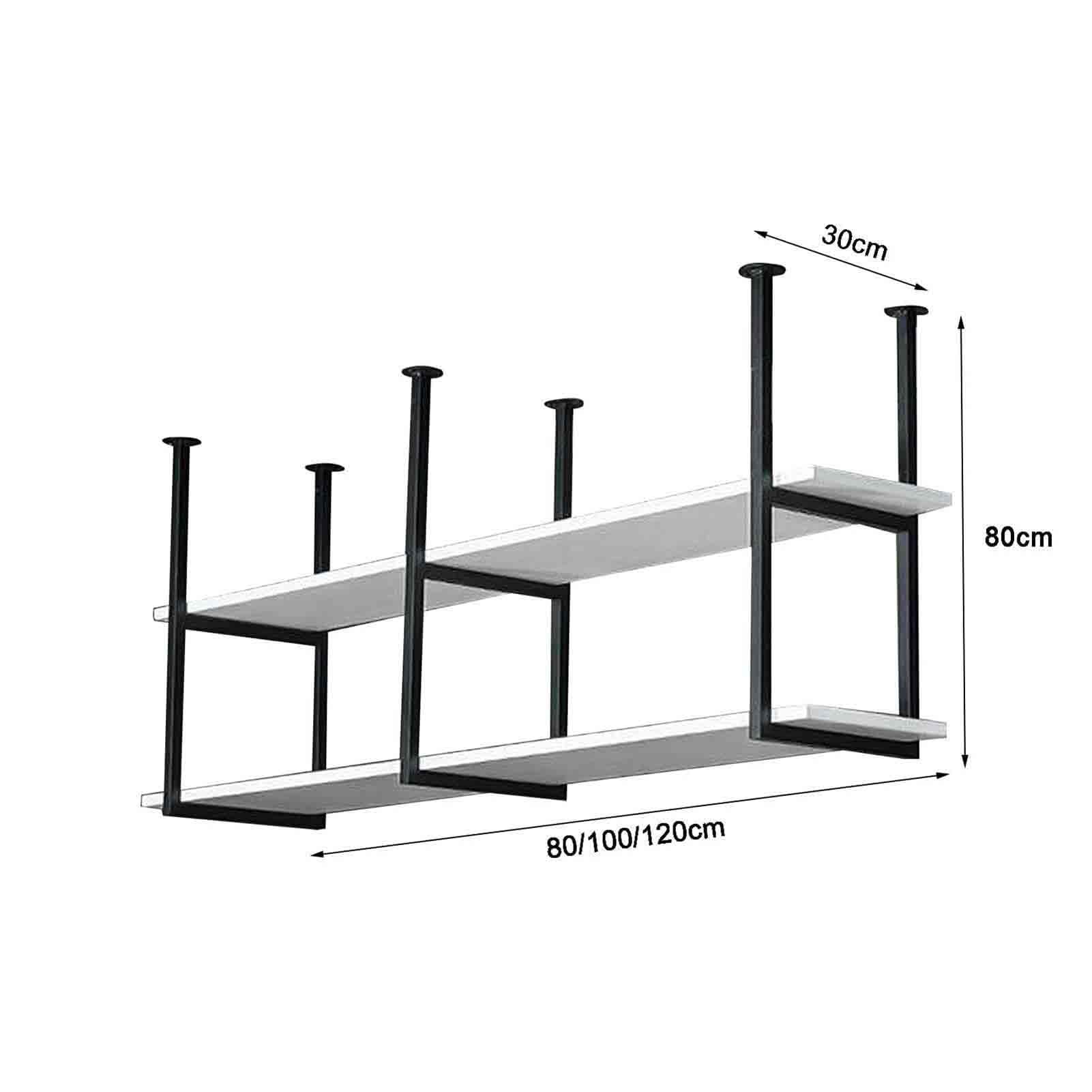 Portabicchieri Da Vino Sospeso - Porta Bottiglie Da Vino Da Soffitto - Supporto Per Piante A Doppio Strato In Ferro Battuto, Appendiabiti Da Parete In Stile Floating Shelves(C,120*30*80CM)