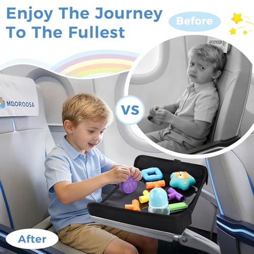 COOLBEBE Airplane Tray Table Cover, Foldable Travel Tray Cover | for Toddlers 1-3, Universal Fit for Airplane, Car Seat, High Chair, Machine Washable, Portable, Black — view 5