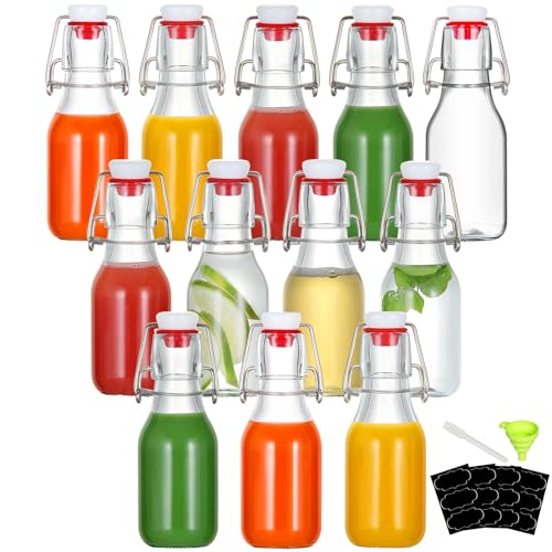 YEBODA 12 Pack 4oz Swing Top Glass Bottles,Small Flip Top Glass bottles with airtight Caps for Home Brewing,Kombucha,2nd Fermentation,Kefir,Beverages,Soda,Oils,Vinegar,Limoncello,Vanilla extract