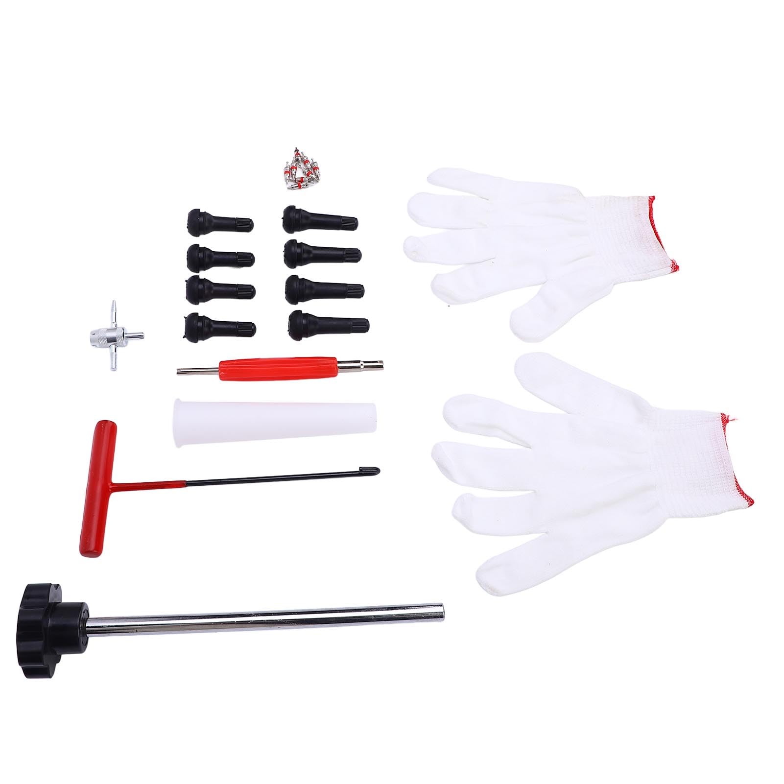 SIXRUN Set di Attrezzi per Installazione Valvola Gomma, Costruzione in Metallo TR413 TR414 Strumento Sostituzione Valvola con Design Antigoccia per Auto ATV Camion (Manico Nero)