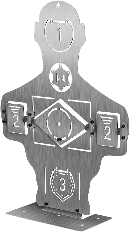 Airsoft Shooting Targets, Rotating Reverberates Stainless Steel Human Shape Target, Edge Passivation Treatment 18×14.4inch