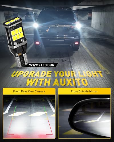 Image of AUXITO 194 168 LED Bulb & 921 912 W16W LED Bulb Combo Kit, Error free for 2825 W5W Led License Plate Light Dome Map Trunk Marker Light and 906 T15 led Backup Reverse Light,6000K White, Pack of 4