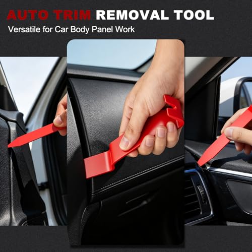 Image of 14PCS Auto Trim Removal Tool kit, Car Clip Removal Tools Kit No Scratch Plastic Pry Tool Door Panel Rivet Pliers Tool Kit,Interior Fastener Puller Set for Vehicle Dash Radio Audio Installer Red