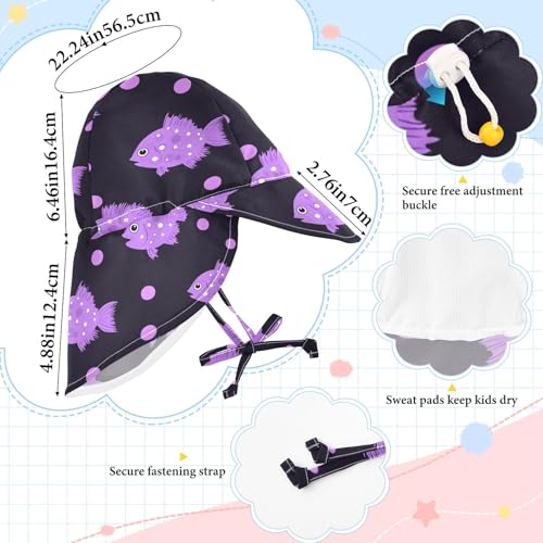 KLL Toddler Baby Beach Hats Boys Bucket Hats Baby Girls' UPF 50 Large Brim Traveling Camping Hat Puffer Fish Lavender Polka Dot Pattern4