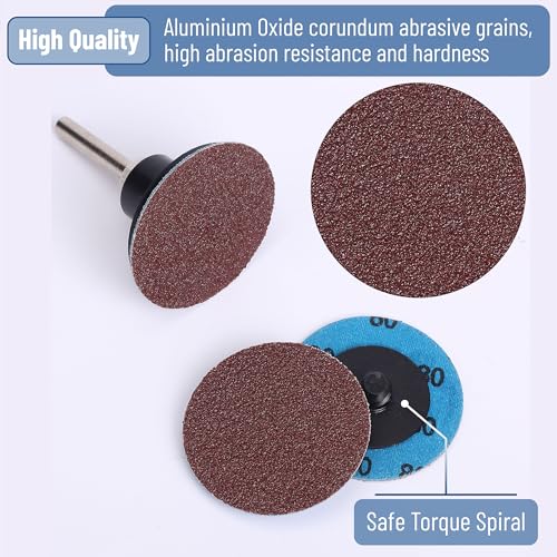 Bates Quick Change Sanding Discs - 47 Pcs, 2-Inch With 1/4" Holder, Grinding and Abrasive Wheels for Drill, Grinder Pads - Image 5