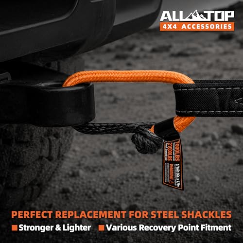 Image of ALL-TOP Synthetic Soft Shackle Rope 5 /16in x 17in (21000Lbs Max Break) UHMWPE Recovery Tow Shackles for ATV, UTV, 4x4 Vehicles, 1 PCS