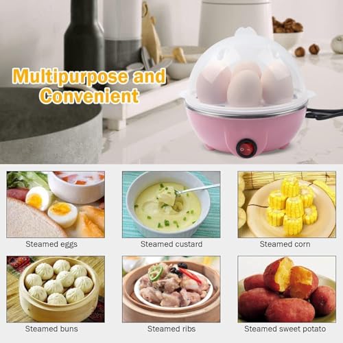 Image of Electric Egg Boiler 7 Eggs Capacity with Auto Shut Off, 350W Egg Cooker, Steamer, Poacher & Fryer with Measuring Cup (Pack of 1 | Multicolor)