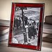 Red Stained Glass Picture Frame for Home Décor, Office, Desk, Table Top 5x7 Photo Horizontal Vertical Easel Back Series J Devlin