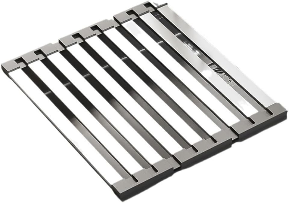Roll Up Dish Drying Rack, Over Sink Stainless Steel Rack,Foldable Kitchen Sink Mat,Kitchen Sink Drain Rack Dish Storage Rack (19.69" H x 12.8" W)