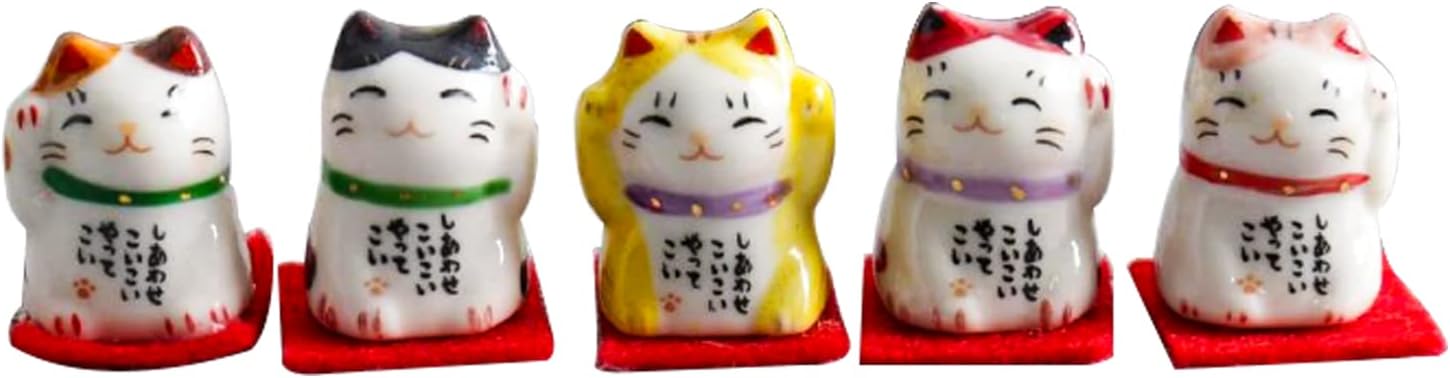 薬師窯(yakushigama) Mini Maneki Neko - Set of 6