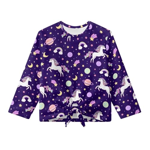 Girl Blouses with Tie Hem Fall Casual Tops Kid Fit Long Sleeve Shirts Spring Dress Clothes Size 5-12 Years Old4