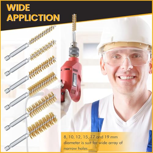 Image of Serplex 12Pcs Bore Brush Set for Drill Stainless Steel & Brass Wire Cleaning Brushes with 1 /4 inch Hex Shank, Wire Brush for Drill Machine, Rust & Paint Removal Tools for Power Drill, Impact Driver