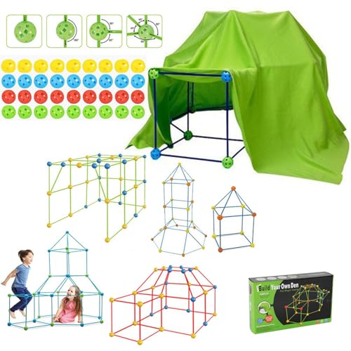 122 peças kit de construção para crianças com loja, jogo educativo forte e cabana DIY, brinquedo criativo para meninos e meninas dos 3 aos 9 anos