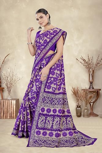 Image of TAMAIRA FASHION Mulmul Pure Cotton Saree For Woman Floral Batik Printed |Office Wear Daily Wear Sarees For Women Without Blouse Piece (Available in 16 Colours)