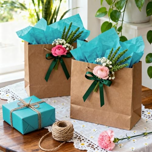 Image of Bobobag 100 Sheets Turquoise Blue Tissue Paper, 20 inch x 14 inch Tissue Paper for Gift Bags, Bulk Gift Wrapping Tissue for DIY Crafts, Birthday, Christmas and Holiday Decor