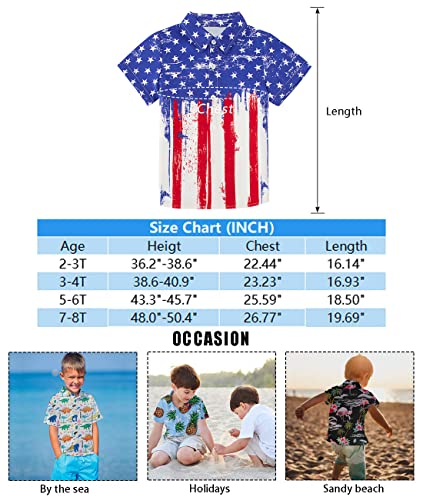 Little Boys American Flag Graphic Shirts Size 5 Hawaiian Funny 4Th Of July Button Down Dress Shirts Novelty Tops Casual For Tropical Themed Party 5-6T #TOP5
