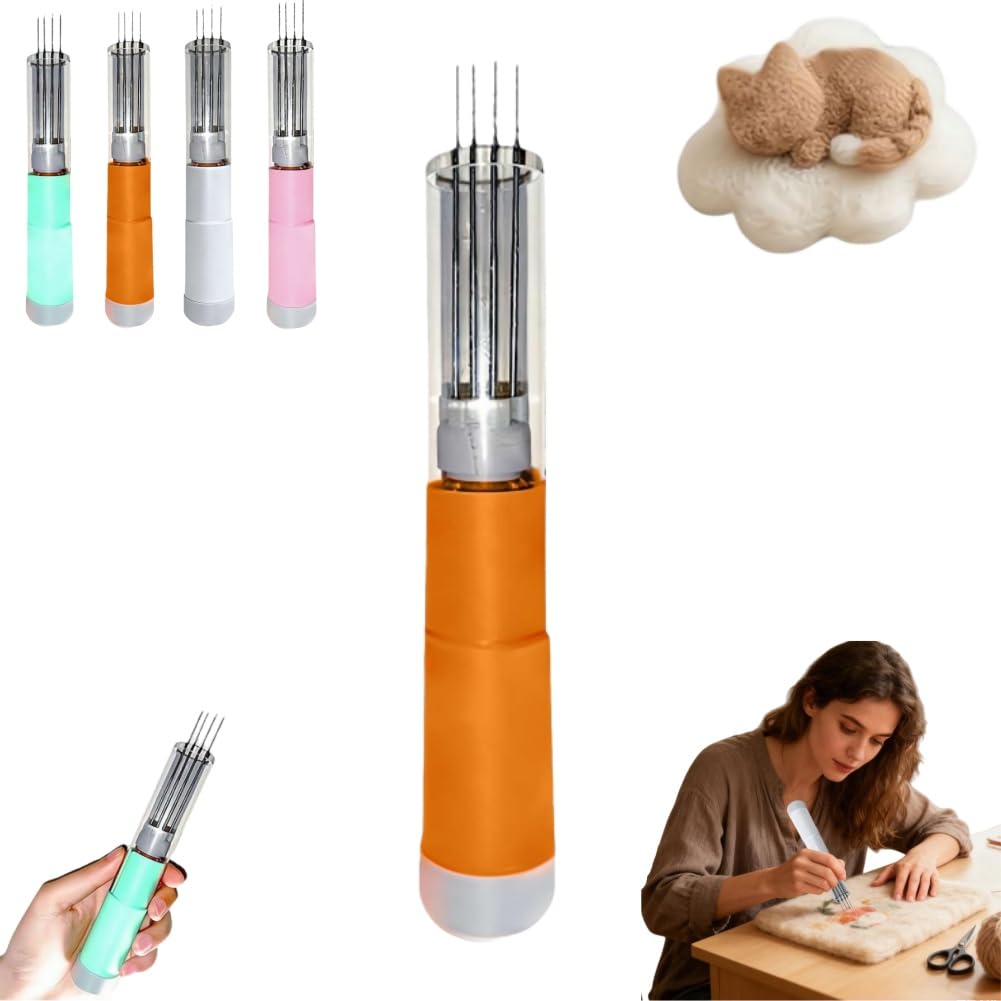 Máquina de agujas de fieltro para pintura de lana y manualidades detalladas en el taller en casa
