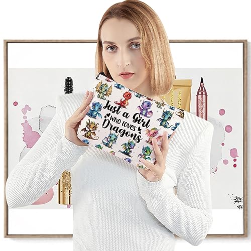 LEVLO Funny Dragon Cosmetic Makeup Bag - Animal Lover Gift for Women Girls - Just A Girl Who Loves Dragons Zipper Pouch - Image 4