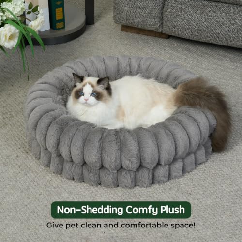 Image of BALANCE Luxury Donut Dog Bed, 24 Inches Round Dog Beds for Small Dogs Washable, Orthopedic Calming Pet Bed for Puppy and Cats with Anti-Slip Bottom (Gray)