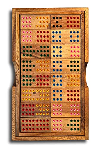 Double 12 Dominoes, 91 piezas en caja de madera miniatura 3