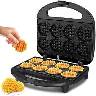 KEINVE Mini Waffle Maker for Kids, Make Bite-Sized 8 * 2" Tiny Waffles, Great for Breakfast, Snacks, Desserts and More