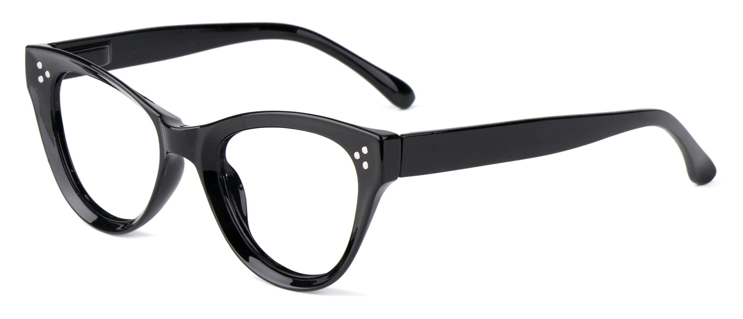 Fads & Fashions Women's Shiny Black Cat Eye Bold Framed Stylish Retro Reading Glasses With Spring Hinges Dx90 (, 1.5, Multiplier_x)
