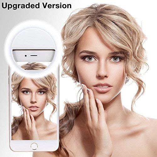 Leadpo l180 Upgraded Version Leadpo Selfie Ring Light 3-Level Brightness 36 LED for iPhone Samsung Galaxy Sony, Motorola and Other Smart Phones, Clips On Night Ring Fill Light, White