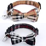 Yizepet 2 Pack/Set Cat Collar Breakaway with Bell - Bowtie Style for Kitty Adjustable 7.8-10.2