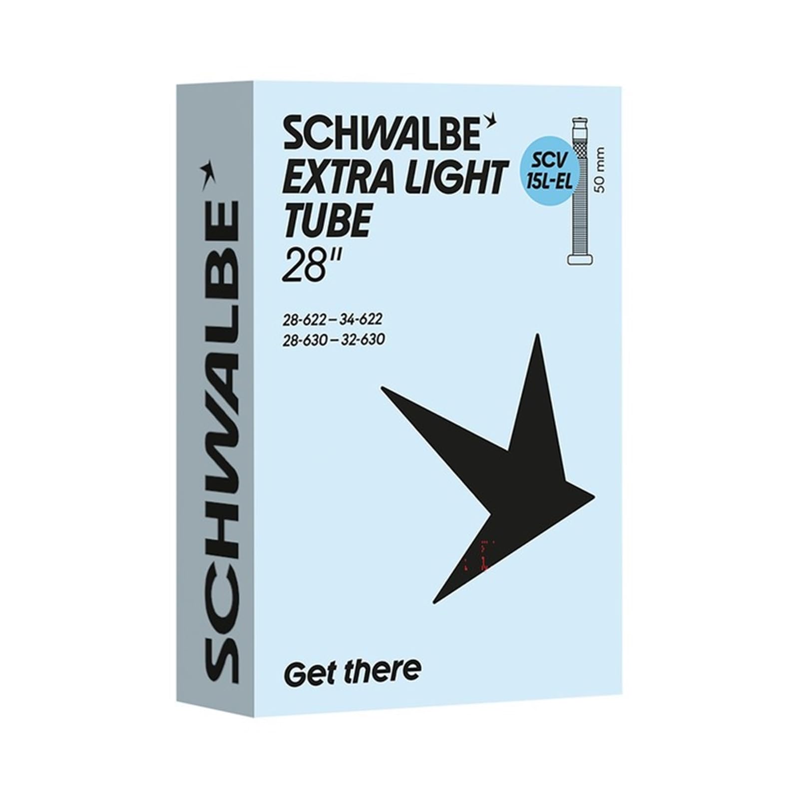 Schwalbe Bicycle Inner Tube SCV15L-EL Extra Light 28/34-622/630 IB Black 50 mm
