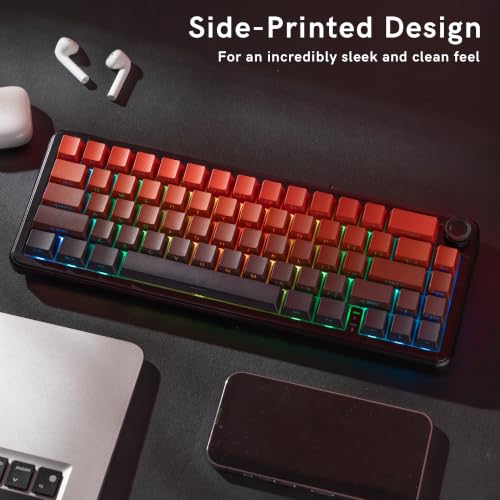 Image of dagaladoo Shine Through keycaps Set,Double Shot PBT keycaps Gradient | Side Print keyboard keycaps,OEM Profile custom Key caps for Mechanical Keyboards 60% 65% 75% 100% TKL Layout,Red /Black