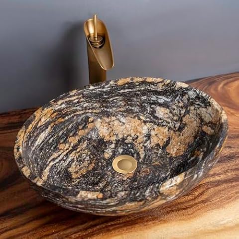 MIDUSO Oval Natural River Stone Sink Cover