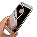 iPhone 6 Case, LA GO GO(TM) Beauty Luxury Diamond Hybrid Glitter Bling Soft Shiny Sparkling with Glass Mirror Back Plate Cover Case for Apple iPhone 6 (4.7 inch) (Silver, iPhone 6)