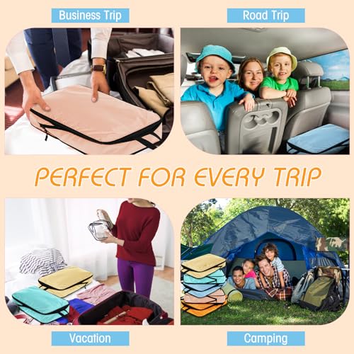 5 Pack Compression Packing Cubes for Travel Space Saving Travel Cubes for Suitcase Backpack Compressible Waterproof Luggage Organizer for Business Vacation Daily Use(Morandi,L)4