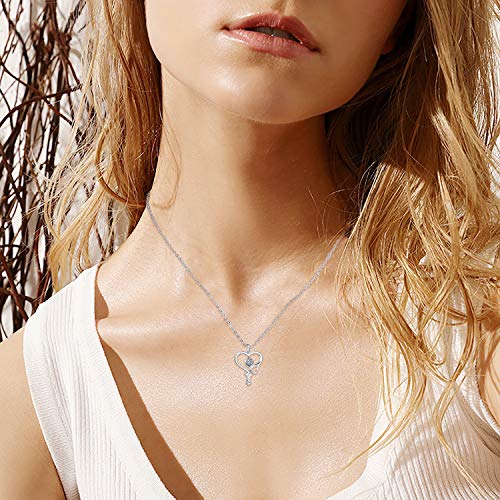 Choker Nurse Necklace For Women 925 Sterling Silver Stethoscope Heartbeat Necklace Jewelry Gifts For Nurse Graduation Medical Student Doctor-White #TOP3