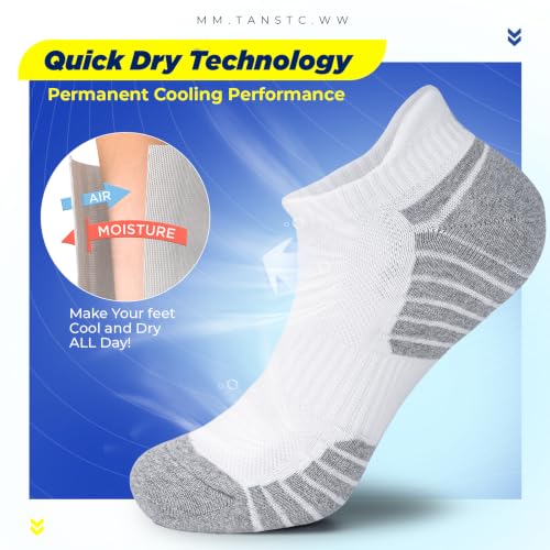 Image of TANSTC Athletic Running Ankle Socks,6Pairs Cushioned Low Cut Anti-Blister Tab Sports Sock Men Women