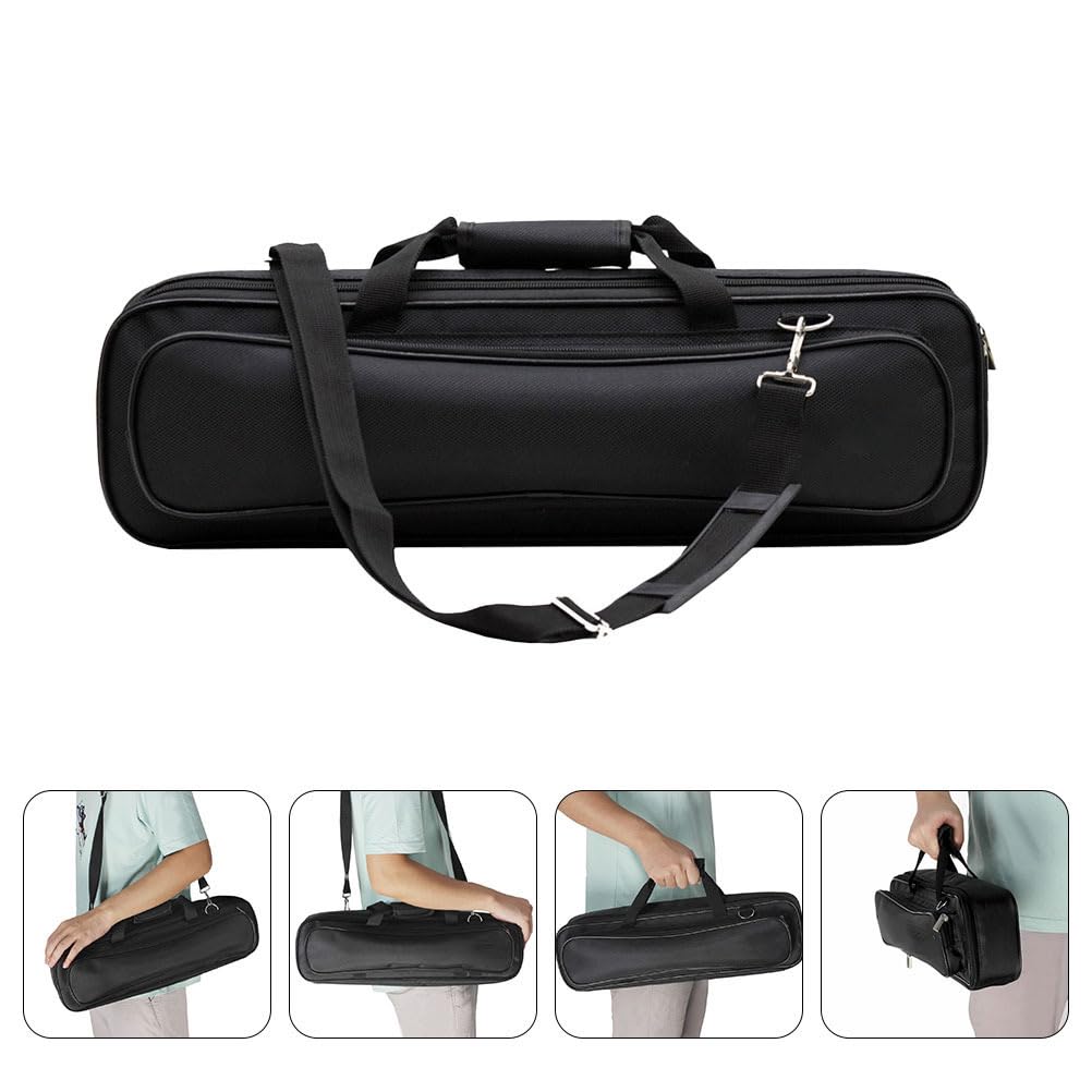 Sac De Flûte en Oxford Rembourré Épais avec Bandoulière Ajustable Sac De Transport Portable pour Flûte Traversière 16 Et 17 Trous De Rangement Instrument De Musique