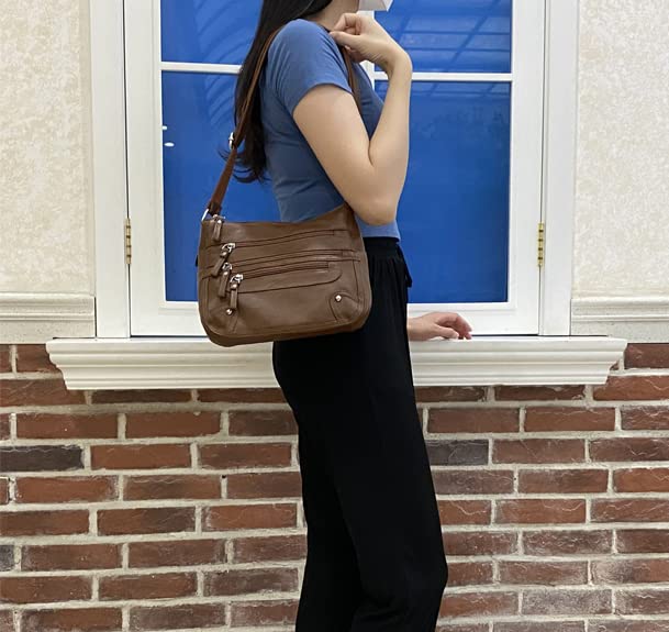 Image of ELDA 10 Pockets Crossbody Purses for Women Medium Pocketbooks Lightweight Ladies Satchel Bag Multi Pocket Shoulder Handbag