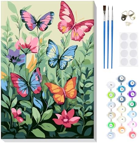 MOGTAA Kit de pintura de borboleta por números para adultos inici...