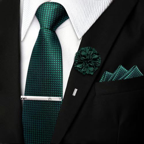 Image of DiBanGu Silk Pre-tied Ties for Men Formal Adjustable Necktie Set | 6PCS,Zipper Tie,Pocket Square,Cufflinks,Tie Clip & Lapel Pin,Wrinkle-Resistant,Premium Gift Box,Formal Business Wedding Party