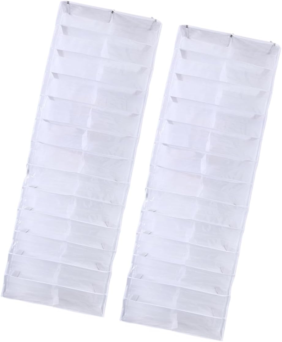 2pcs over Door Shoe Organizer Hanger Space Saving Closet Storage Rack for Shoes Slippers Accessories Easy to Mount for Spaces White