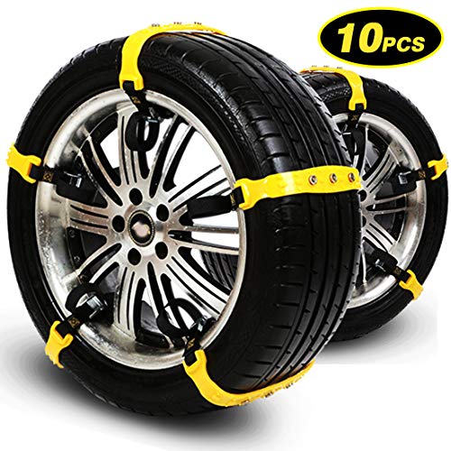 Snow Chains Tire Chains for SUV Cars Trucks Vehicle Universal Security Chain Anti Skid Chains For Ice Snow Mud Sand Universal 10PCS 7.2-11.6'' Easy To Install Remove Adjustable Durable Winter Driving