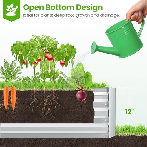 Homdox 7Ftx3Ftx1Ft/138 Gallon (Or 5*5*1Ft/170 Gallon) Raised Garden Bed Kit, Galvanized Steel Planter Raised Garden Boxes Outdoor Large Metal Planter Beds For Vegetables Fruits Flowers Herbs Gardening thumb #3