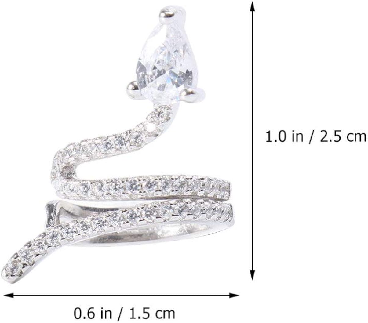 Happyyami 925 Silver Snake Clip on Earrings No Piercing Rhinestone Ear Jewelry for Women Party Wedding Accessory - Image 3