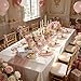 Liacere 350PCS Pink Plates Disposable-PinK Plates 50guest Baroque Plastic Dinnerware include 100Plates, 50Pack Pre Rolled Napkins with Silverware 50Cups Perfect for Wedding ＆ Easter Day