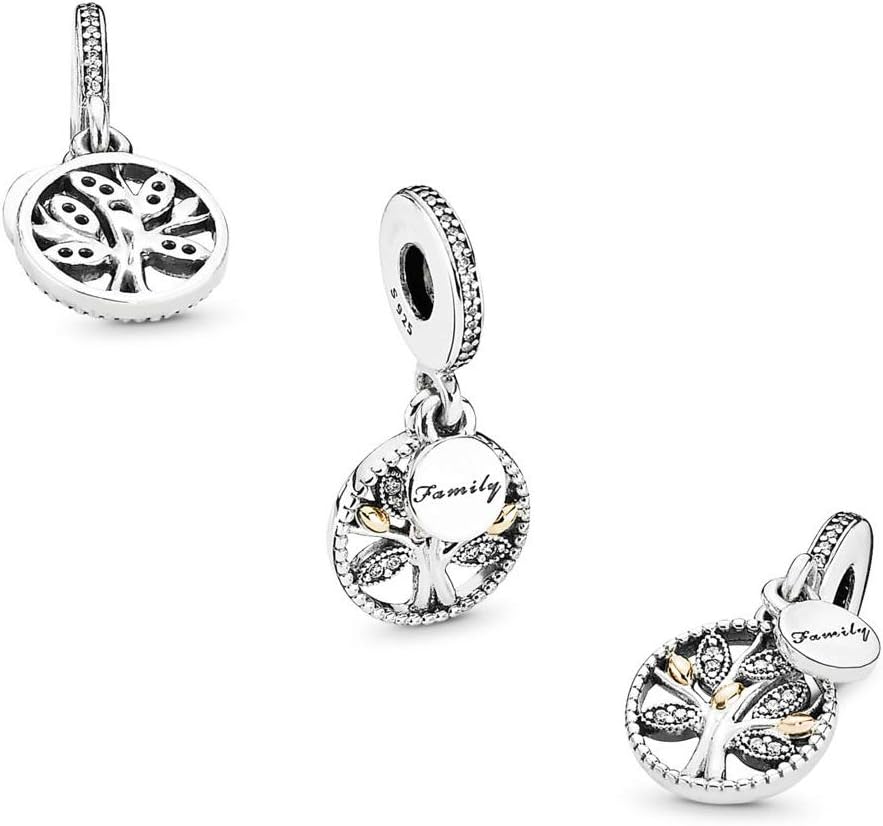 Family Tree Dangle Charm fits Pandora Charms Bracelets April Birthday Birthstones Crystal Clear Cubic Zirconia - Image 2