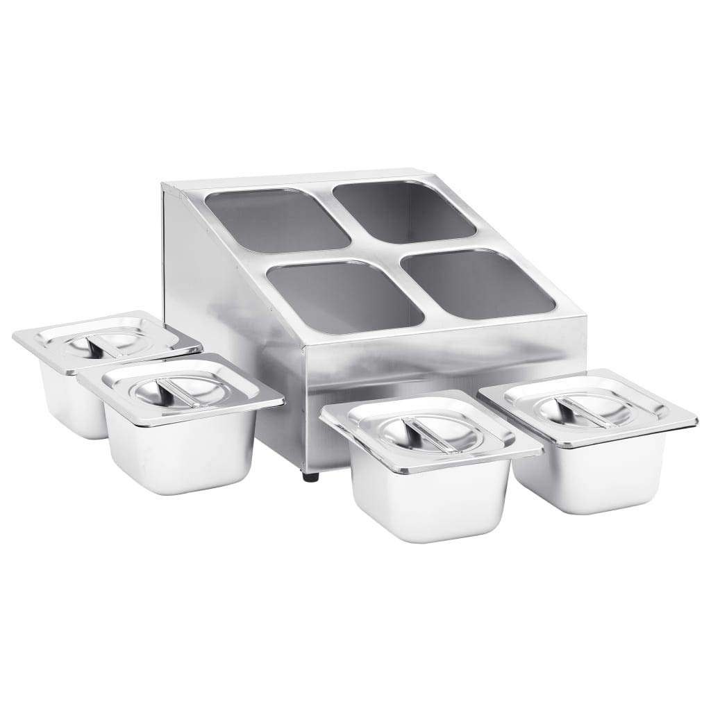 Gastronorm - Contenedor con 4 sartenes GN 1/6 de acero inoxidable