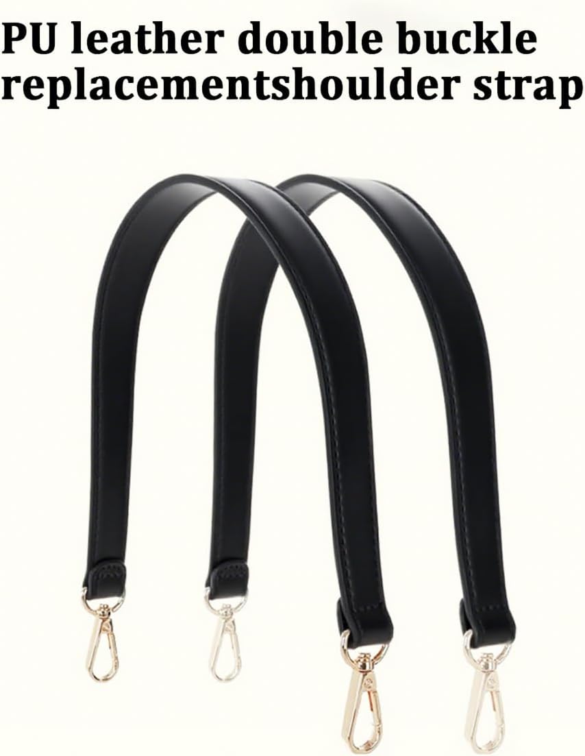 19 Inch Genuine Leather Shoulder Bag Strap Replacement, for Handbags, Purses & Sewing Canvas Projects, Adjustable Black Purse Strap with Swivel Clasps - Image 3