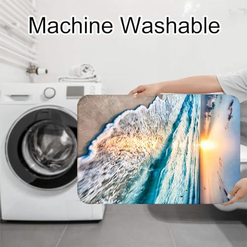 Badematte Blick auf das Meer bei Sonnenuntergang Badezimmerteppich Set 3 Teilig Mikrofaser Badteppiche und WC Vorleger mit Ausschnitt Waschbar rutschfeste Badvorleger Toilette Teppich – Bild 8