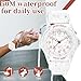 PROKING Waterproof Nurse Watch for Medical Professionals,Women Men, 24 Hour with Second Hand, Night Light, Military Time Easy to Read Dial, Soft and Breathable Silicone Band (White)